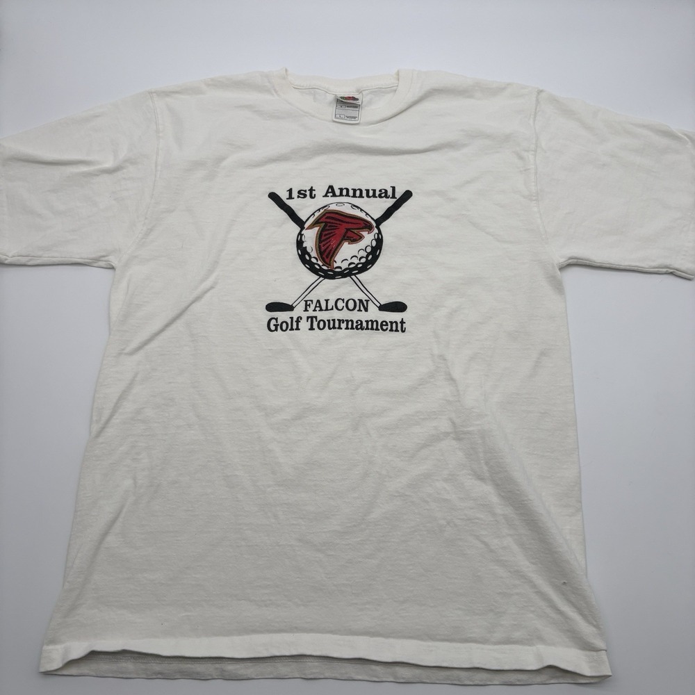 Y2K Atlanta Falcons Golf Tournament T Shirt Mens Lrg Fruit Of The Loom Lofteez